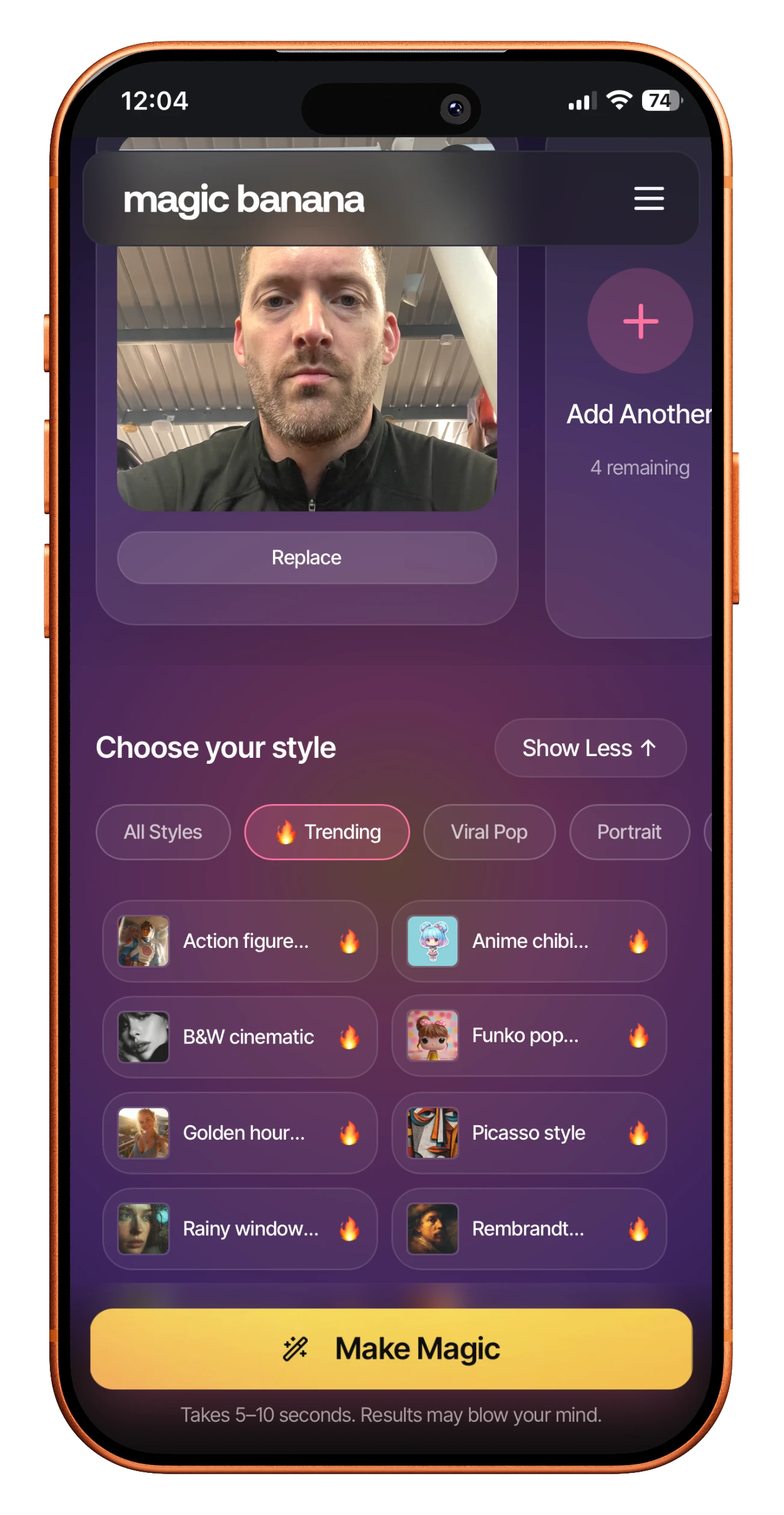 Magic Banana presets on iPhone mockup